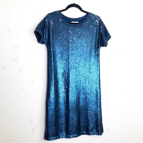 MOULINETTE Soeus Anthropologie Navy blue sequin dress - Picture 9 of 10